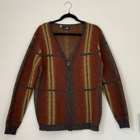 Cheap Monday Brown and Yellow Zip Cardigan size small oversized fit - Picture 1 of 6